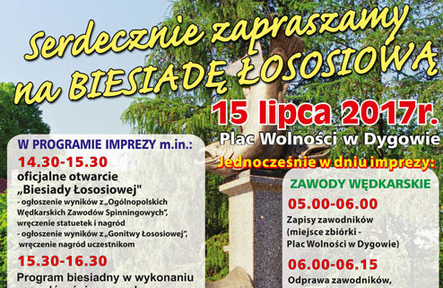 You are currently viewing Sobota, Plac Wolności w Dygowie, Biesiada Łososiowa, Gonitwa Łososiowa, zawody wędkarskie, wstęp wolny