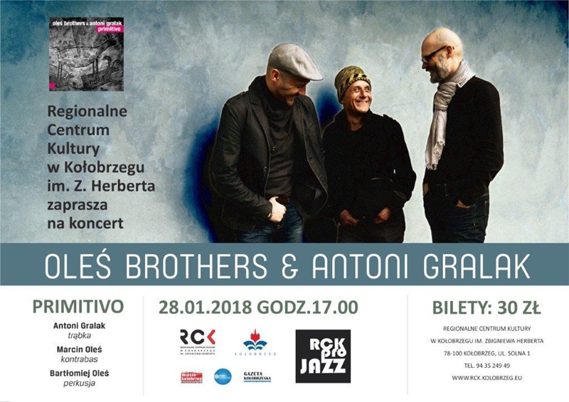 You are currently viewing Niedziela, RCK, koncert Oleś Brothers & Antoni Gralak „Primitivo”, godz. 17, wstęp 30 zł