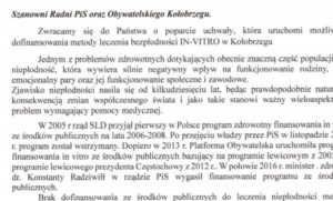 Read more about the article Lewica pisze do radnych PiS oraz Obywatelskiego Kołobrzegu i apeluje o poparcie uchwały in vitro