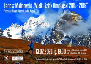 Read more about the article Czwartek, RCK, spotkanie z B. Malinowskim/„Wielki Szlak Himalajski 2015 – 2019″, godz. 19, bilety 5 zł
