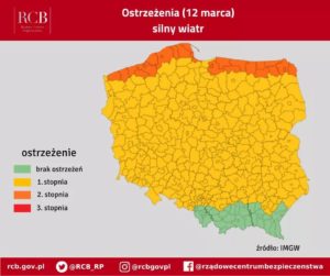 Read more about the article Ostrzeżenie pogodowe. W porywach powieje nawet do 130 km/h