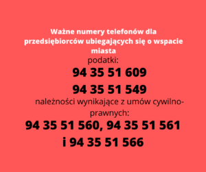 Read more about the article Przedsiębiorcy mogą składać wnioski o pomoc miasta (ważne numery telefonów, wzór wniosku i oświadczenia)