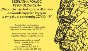 Read more about the article Bezpłatne wsparcie psychologiczne dla osób doświadczających kryzysu w związku z epidemią COVID-19