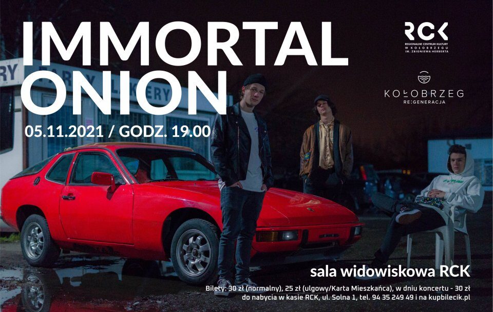 You are currently viewing 5 listopada, koncert zespołu Immortal Onion, godz. 19, bilety 30 zł