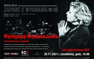 Read more about the article 28 listopada, RCK, „ZAPISKI Z WYGNANIA” (Krystyna Janda i Janusz Bogacki), godz. 18, bilety 80 zł
