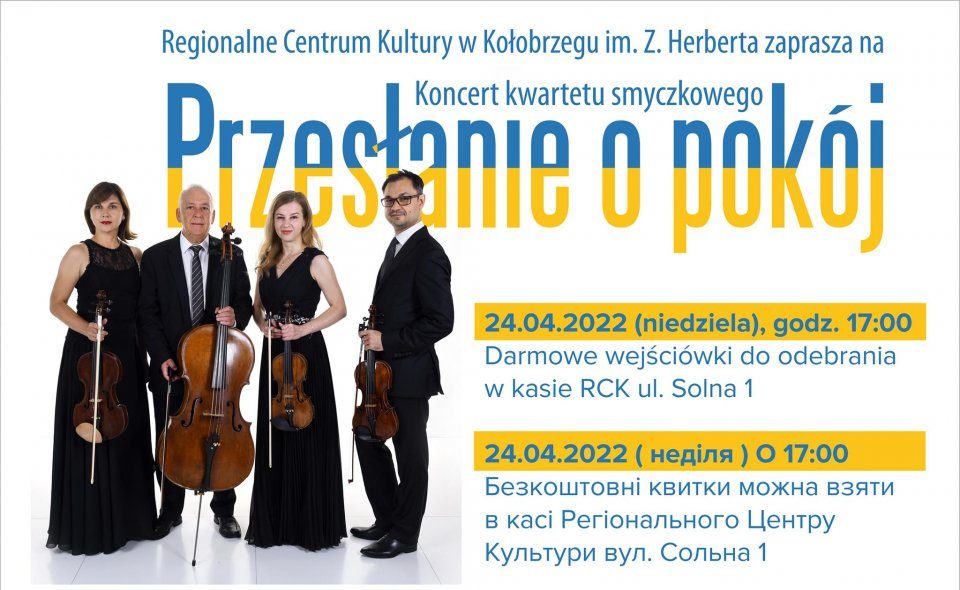 You are currently viewing 24 kwietnia, RCK, koncert „Przesłanie o pokój”, godz. 17, bezpłatne wejściówki