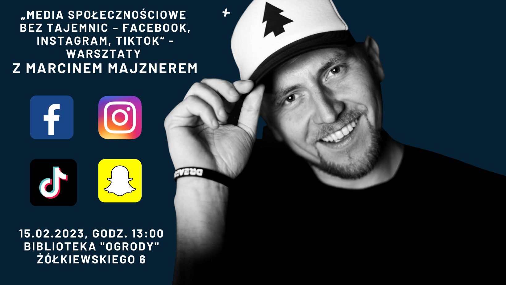 You are currently viewing „Media społecznościowe bez tajemnic – Facebook, Instagram, TikTok” – warsztaty z Marcinem Majznerem