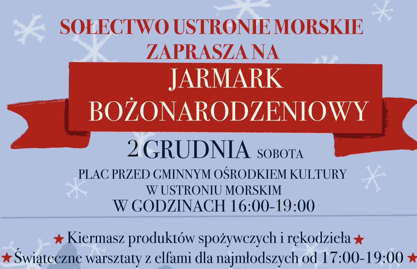 You are currently viewing W sobotę Ustronie Morskie zaprasza na Jarmark Bożonarodzeniowy