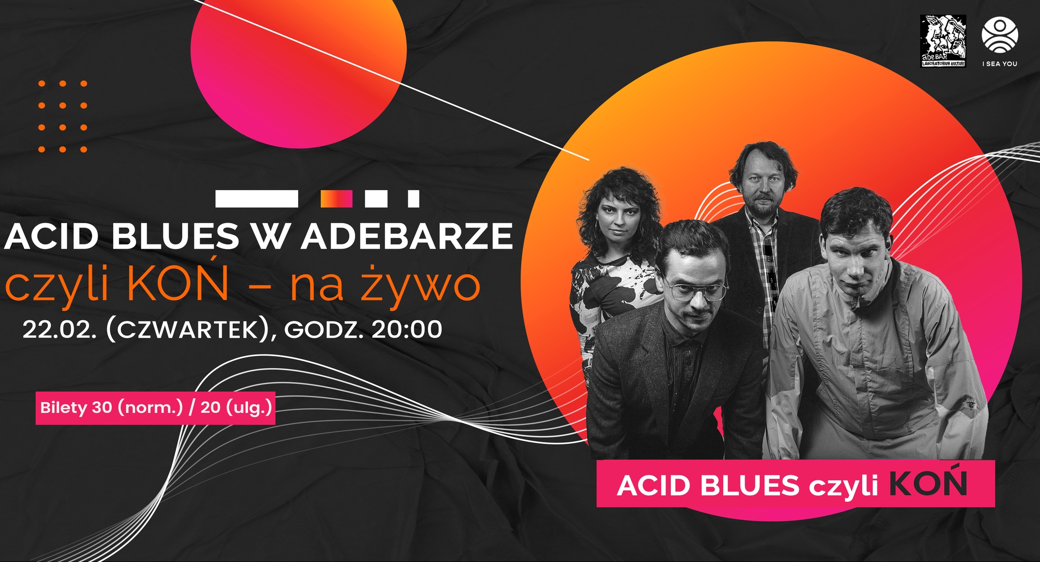 You are currently viewing 22 lutego, Adebar, koncert Acide Blues, godz. 20, bilet 30 zł