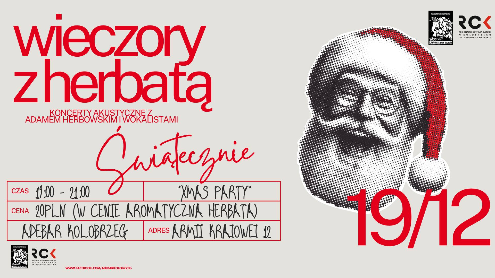 You are currently viewing 19 grudnia, Wieczory z herbatą „XMAS Party”, Adebar, bilety