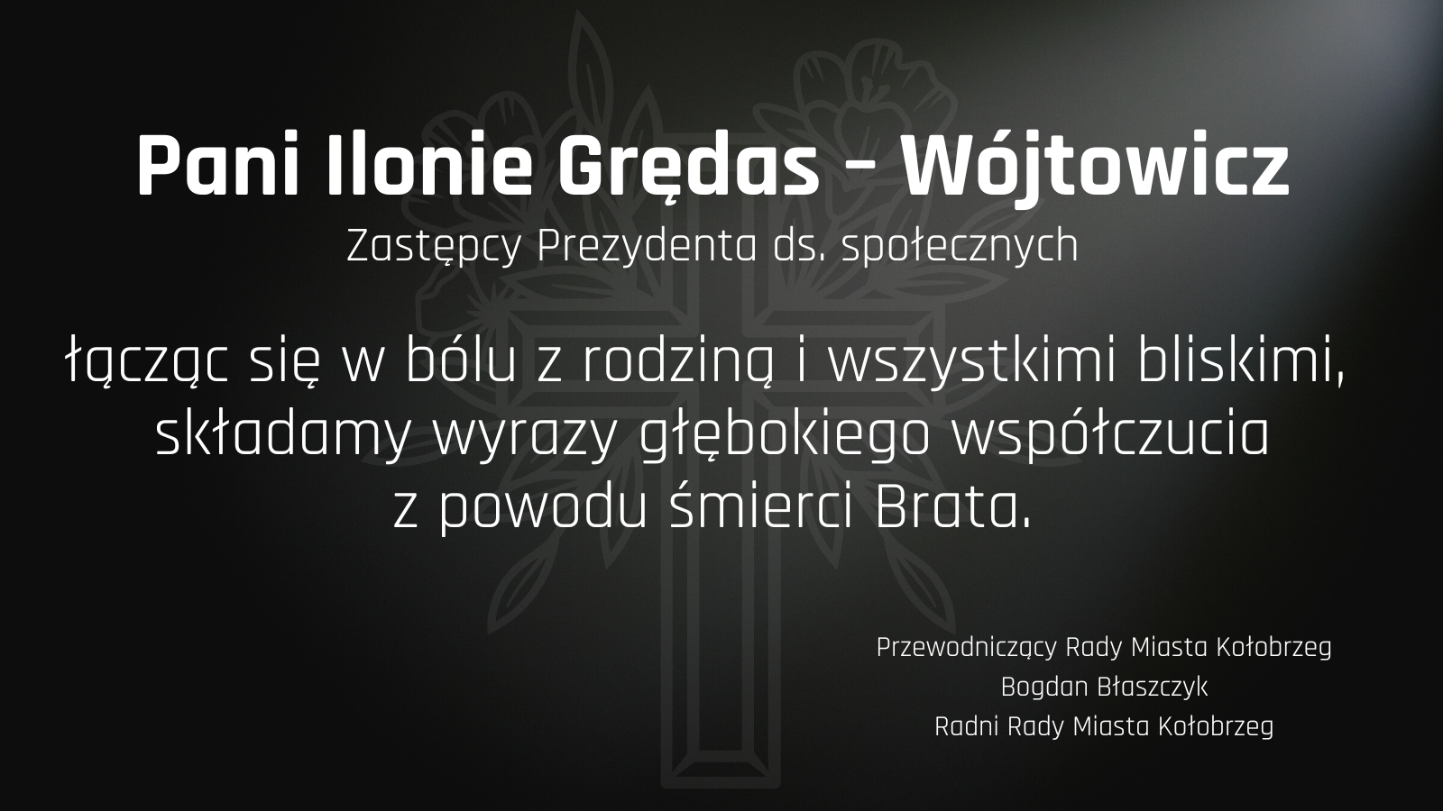 You are currently viewing Kondolencje od przewodniczącego Rady Miasta i radnych Rady Miasta