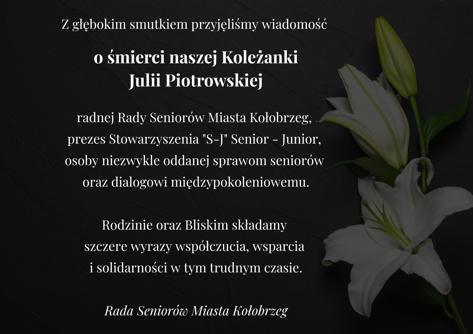 You are currently viewing Rada Seniorów składa kondolencje