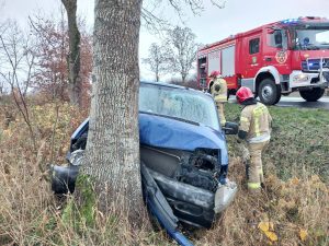 Read more about the article Wypadek na DW163. Kierowca uciekł przed przyjazdem służb