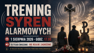 Trening syren alarmowych. W tle upamiętnienie ważnej rocznicy