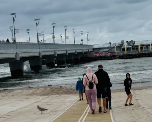 Specjalna mata prowadzi nad sam brzeg morza. Plaża Centralna bardziej dostępna