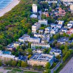 widok na dzielnicę uzdrowiskową Kołobrzegu z lotu ptaka