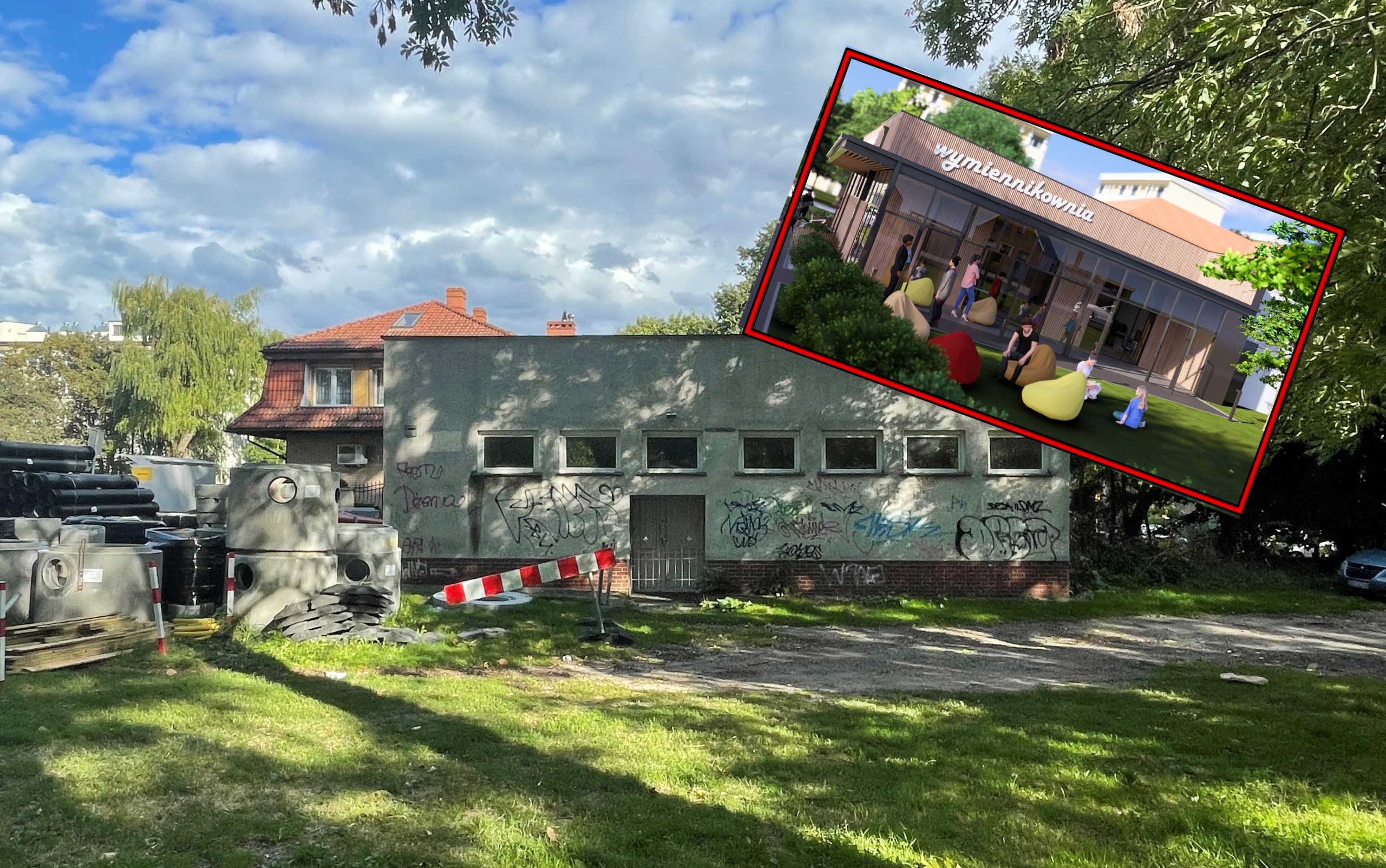 na zdjęciu stary budynek wymiennikowni