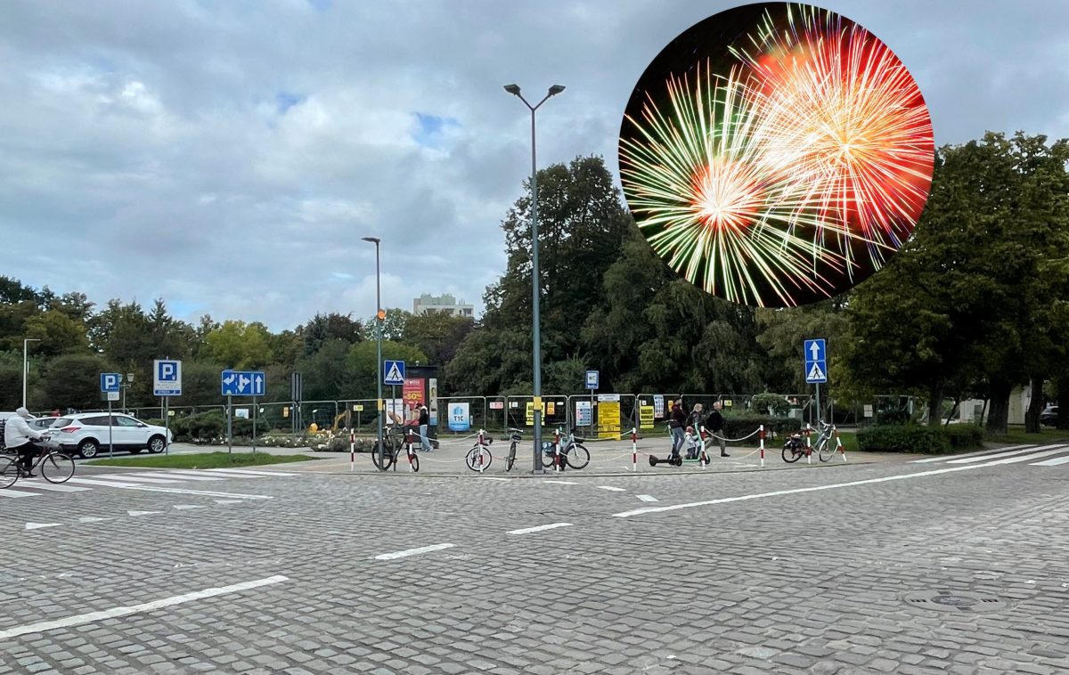 widok na skwer w Kołobrzegu gdzie odbywają sie Sylwestry